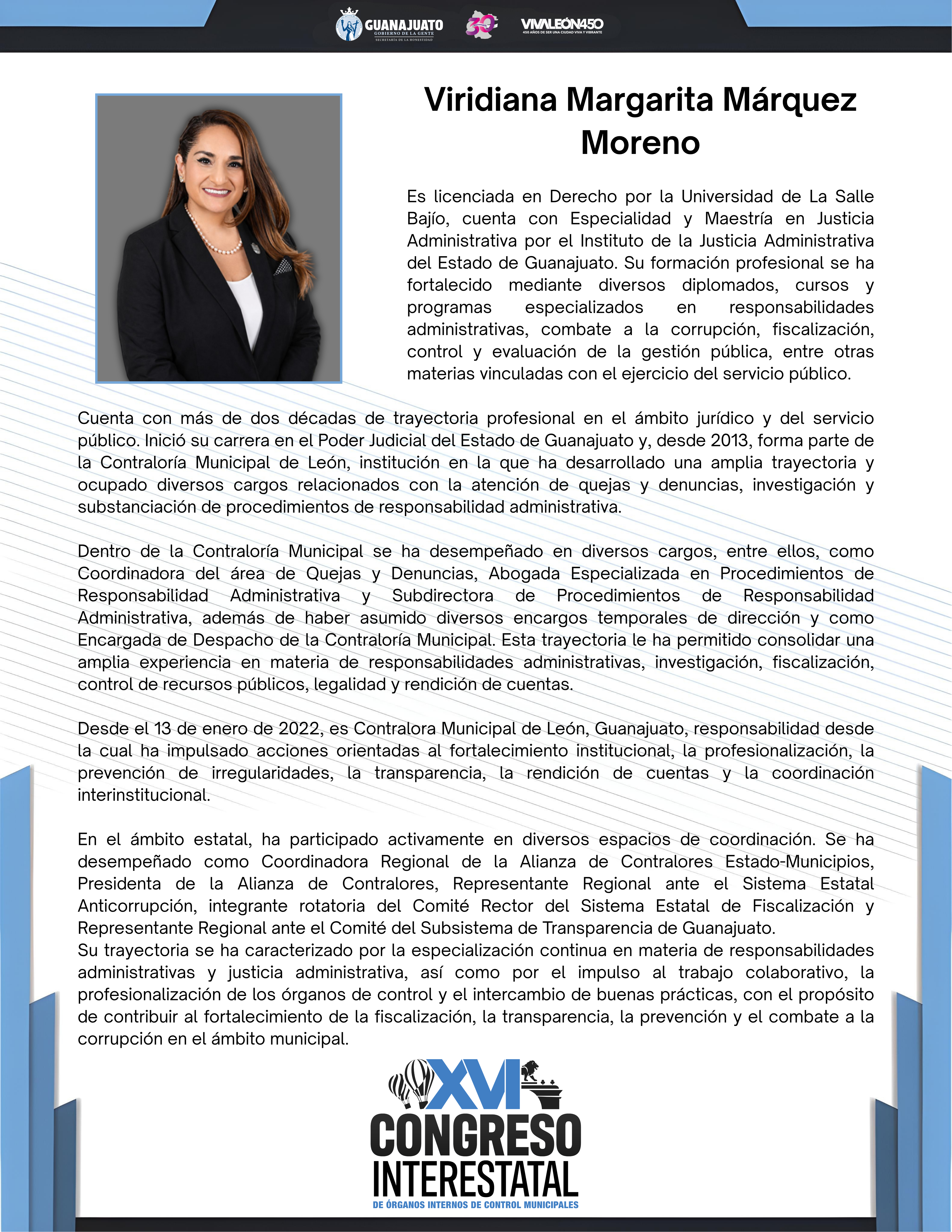 Semblanza Mtra. Viridiana Margarita M&aacute;rquez Moreno