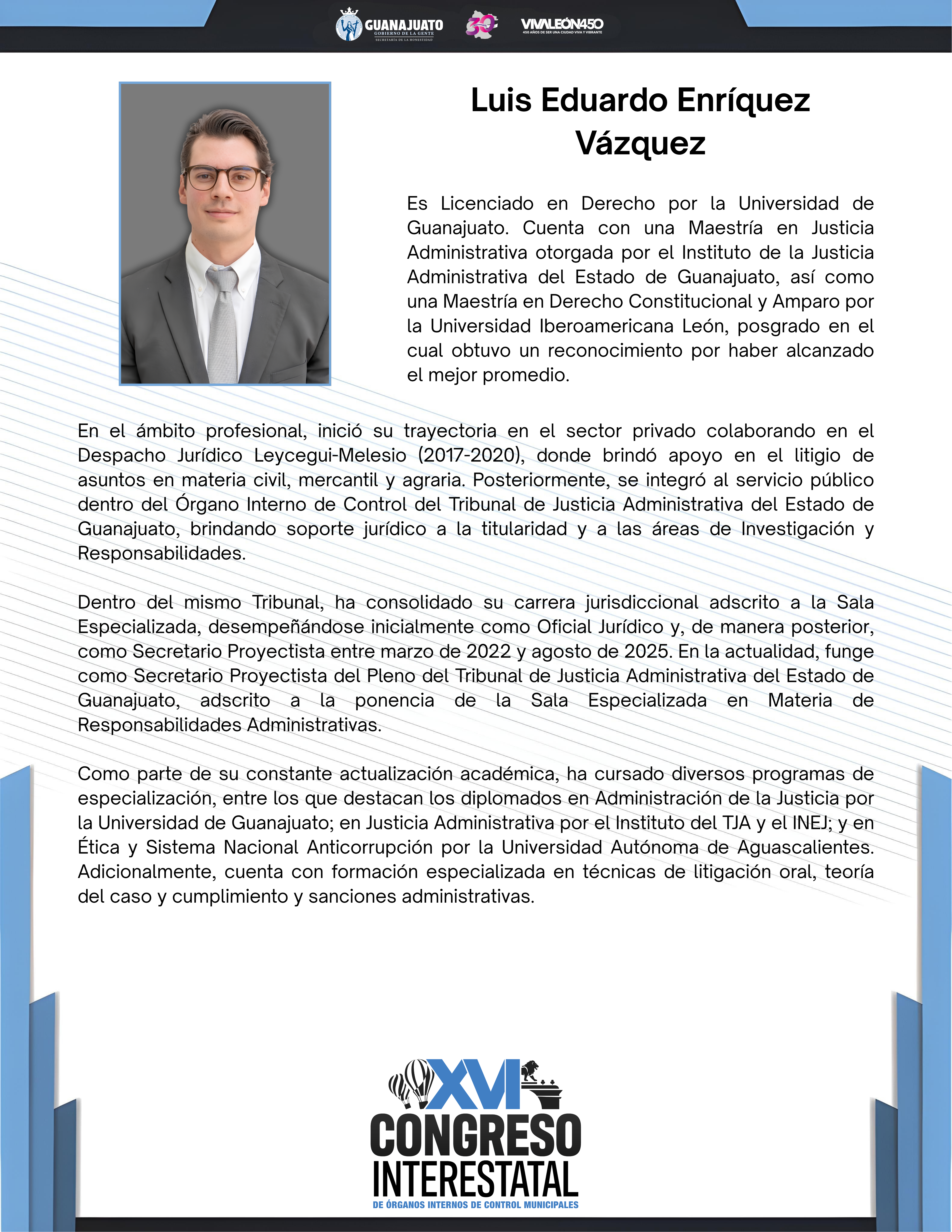 Semblanza Mtro. Luis Eduardo Enr&iacute;quez V&aacute;zquez